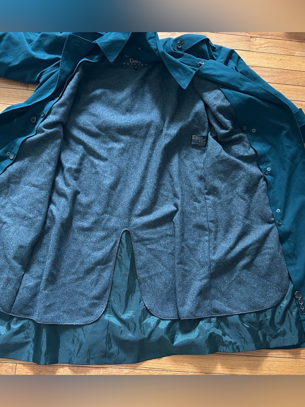 Anne Klein II Hunter Green Double Breasted Vintage Trench Coat 6 Petite - Picture 7 of 12
